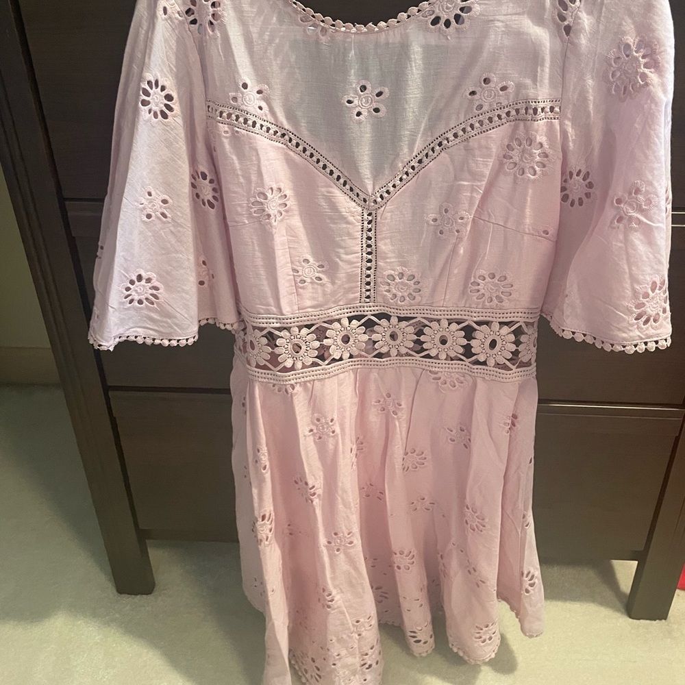 Eyelet lavender purple mini dress